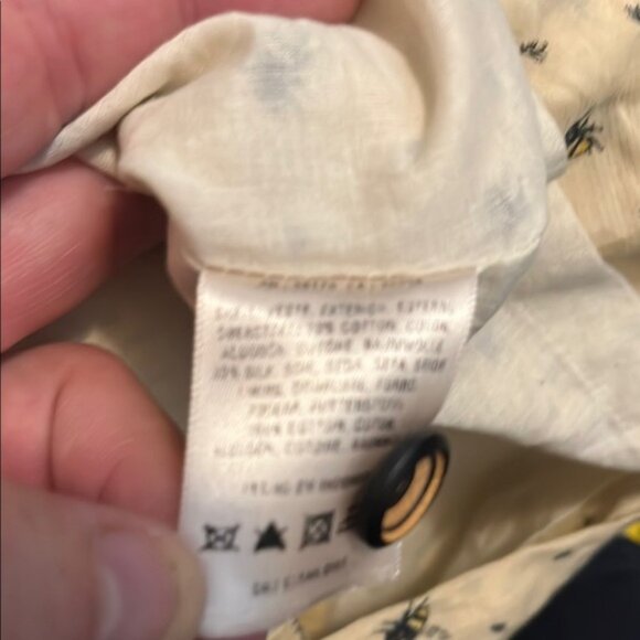 Anthropologie Maeve Honeyed Life Bee Print Pockets Cream Sleeveless Shirt Dress - Picture 12 of 12